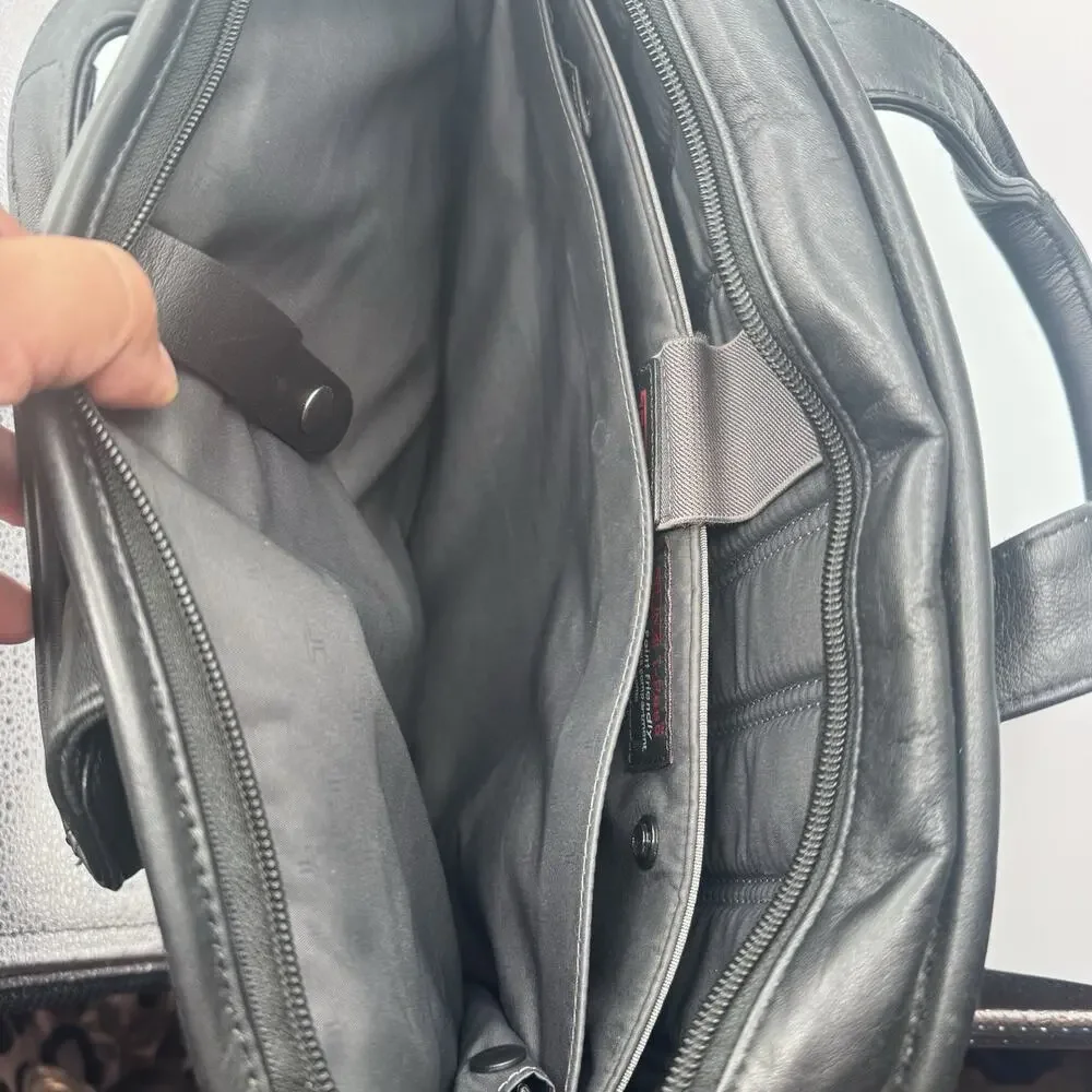 TUMI Expandable Organizer Laptop Brief - Black Leather